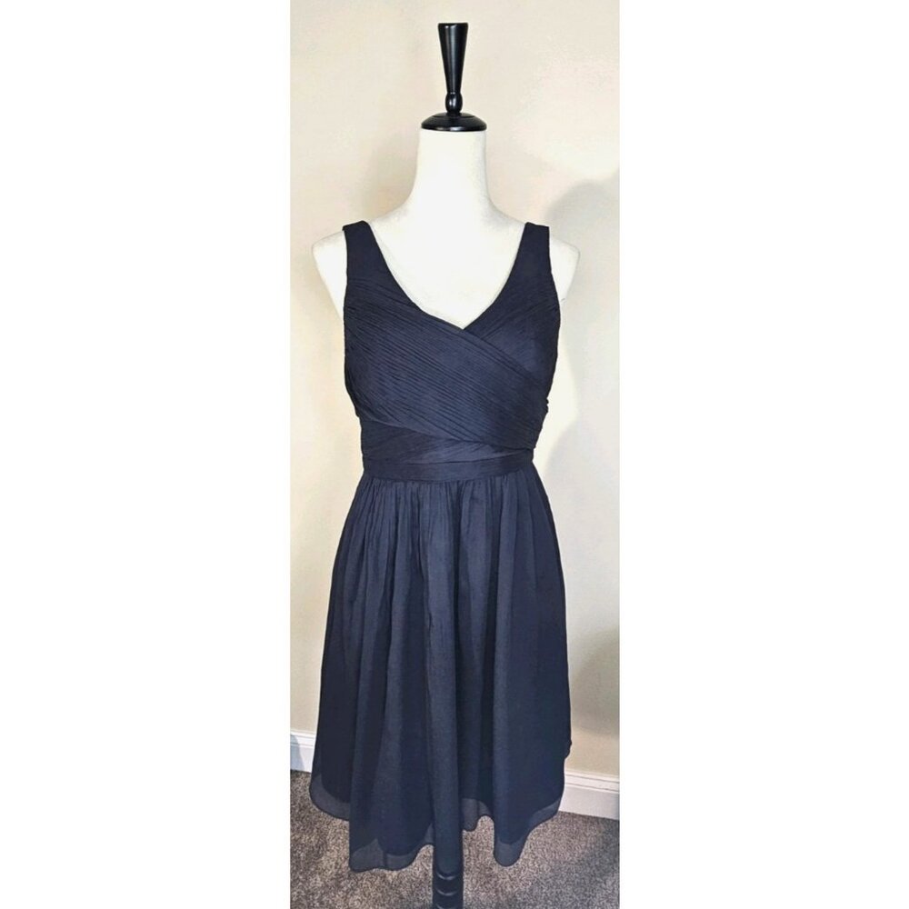 J. Crew Heidi Bridesmaid Dress Silk Chiffon Navy Size Petite 8 NWT